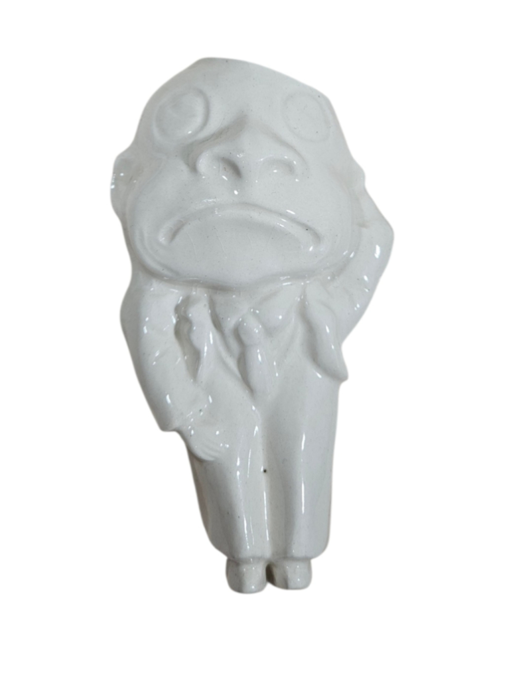 Unusual Vintage White Ceramic Big Head Man Wall Pocket Planter Japan Mid Century